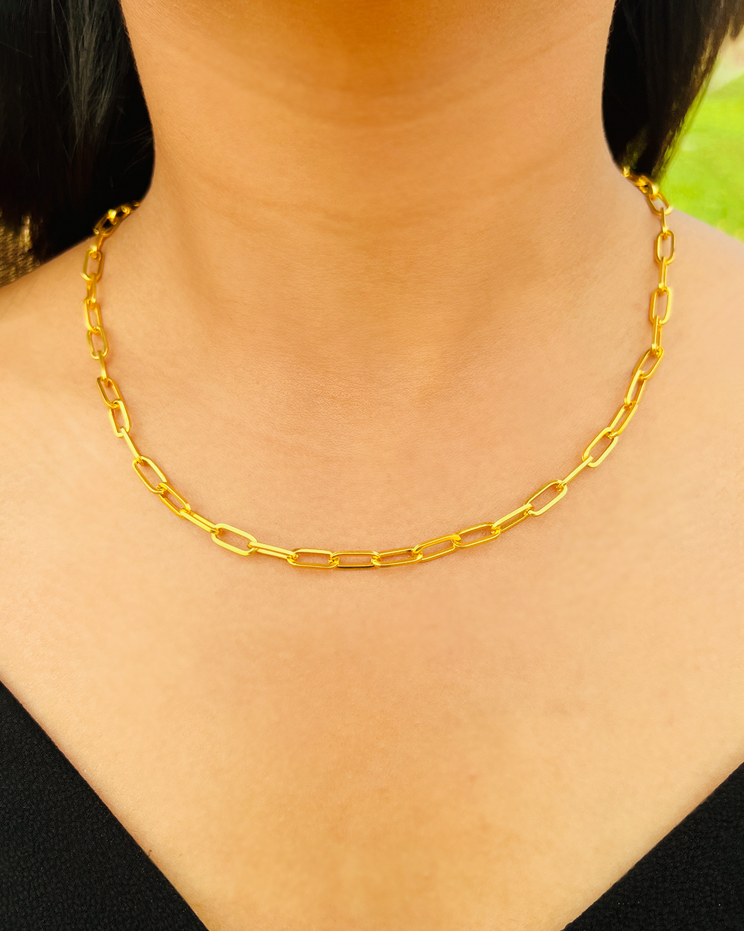Gold Paperclip Chain Necklace - Image 2