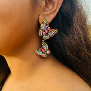 Rhinestones Double Butterfly Earring
