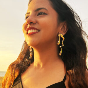 Asymmetric Liquid Metal-Style Drop Earring