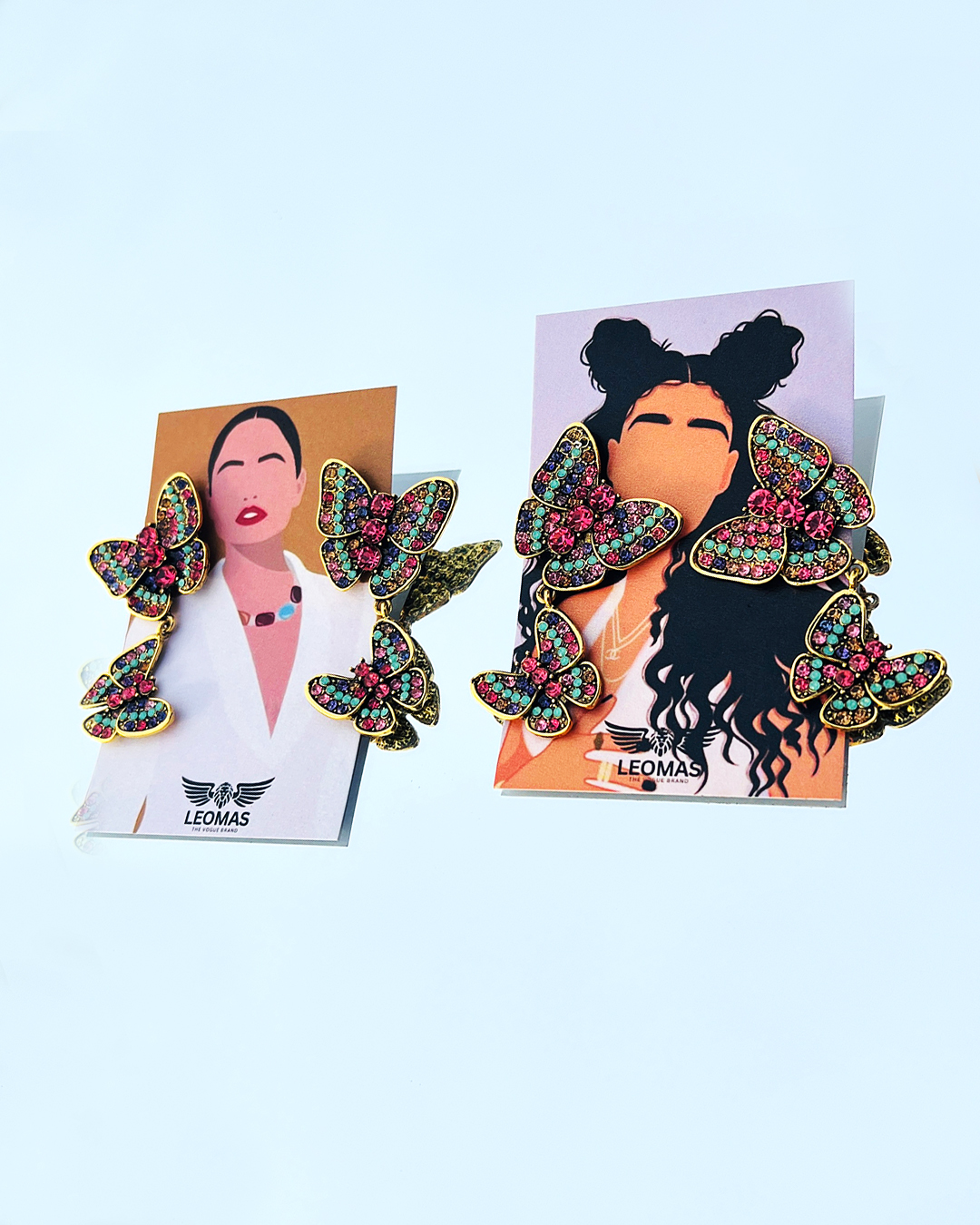 Rhinestones Double Butterfly Earring - Image 3