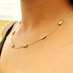 Stainless Steel Necklace Golden Squares