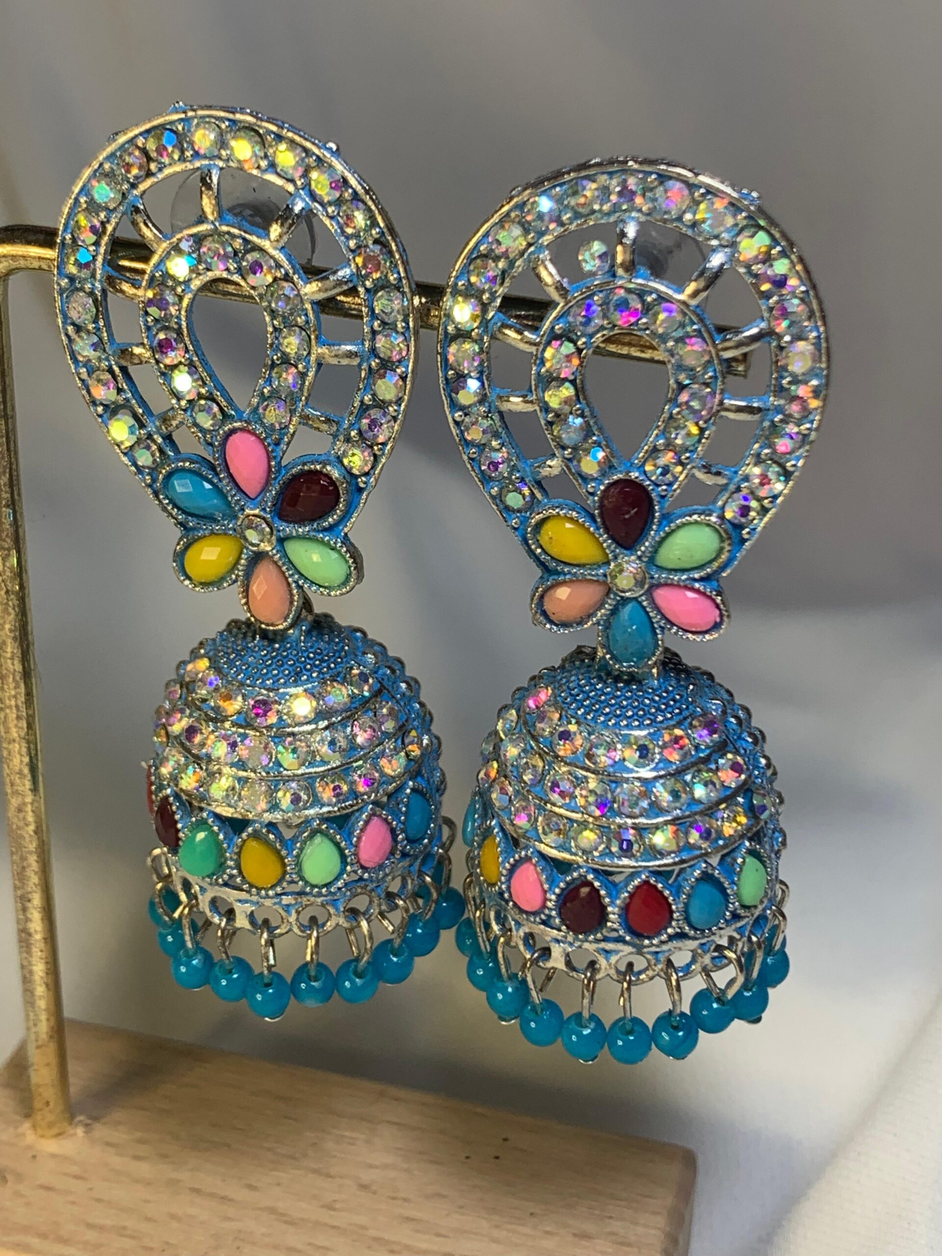 Multi-Colored Floral Jhumka - Image 3