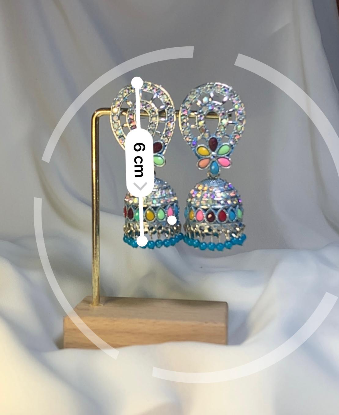 Multi-Colored Floral Jhumka - Image 4