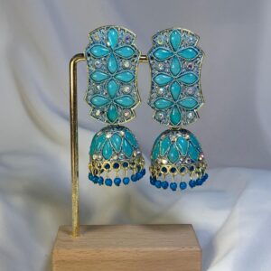 Blue Stoned Dome Shaped Jhumka