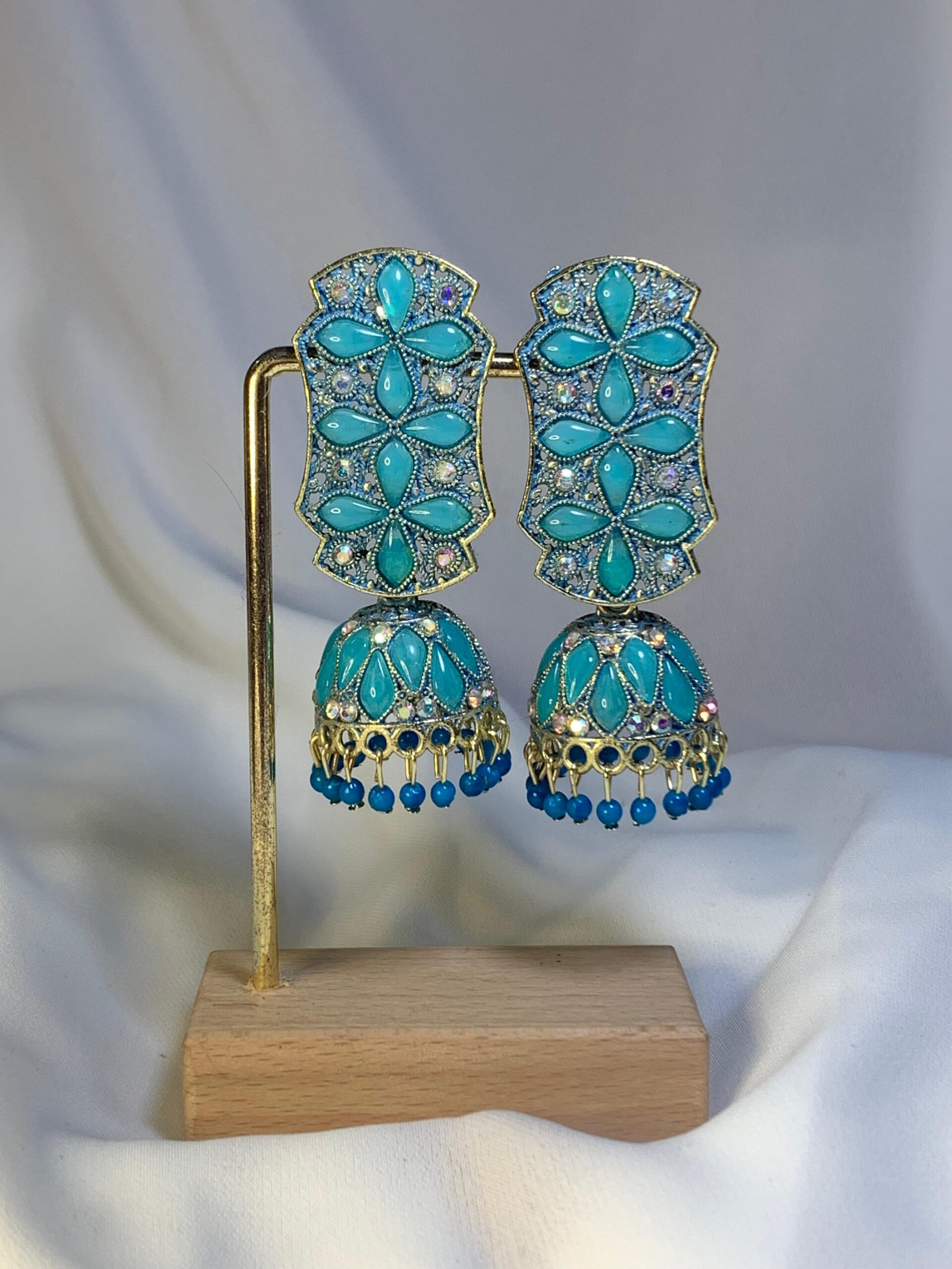 Blue Stoned Dome Shaped Jhumka